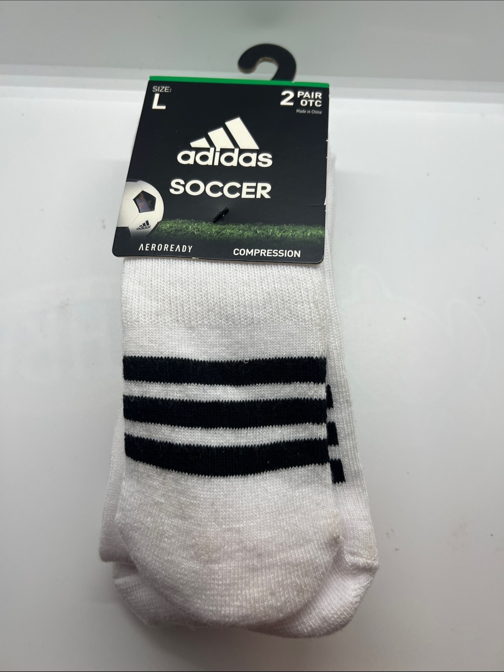 adidas White & Black Men’s Soccer Over-the-Calf Compression Socks